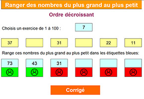 Ranger des nombres dans l'ordre dcroissant