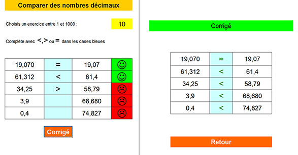 Comparer des nombres décimaux