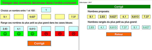 Ranger des nombres décimaux dans l'ordre croissant