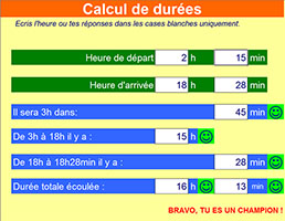 Calcul de durées